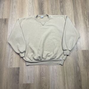 Vintage Russell Athletic Sweatshirt Mens 2XL Beige Crewneck Pullover USA 90s